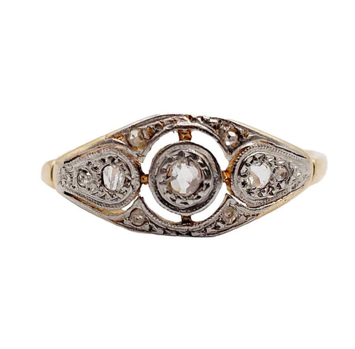 Bague 51 Bague Art Déco or jaune diamants taille rose (circa 1940) 58 Facettes A05973