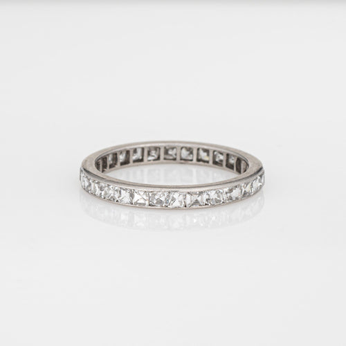 Bague 48.5 Bague d'éternité ancienne française en platine et diamants 58 Facettes G14048