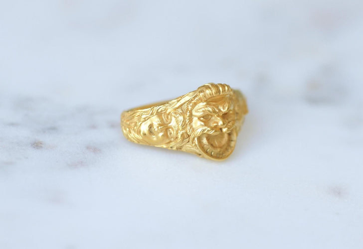 Serre foulard XIXè siècle Bacchus et Bacchante or jaune 58 Facettes