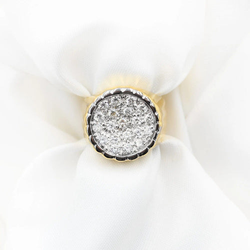 Bague 54 Chevalière en or jaune avec diamants de 0,60 ct 58 Facettes