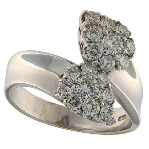 Bague 55 Bague contrarié en or blanc avec pavé de diamants de 1,30 ct 58 Facettes G3709