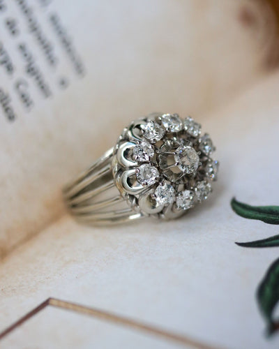 Bague cocktail Marguerite 1950 Or Diamants 58 Facettes C2091