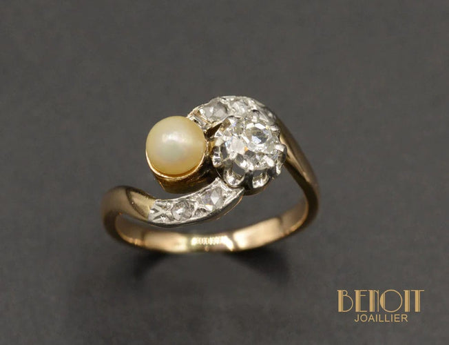 Bague Bague Toi et Moi Perle et Diamant 58 Facettes A10009