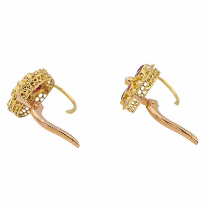 Boucles d'oreilles Boucles d'oreilles Dormeuses Or jaune Rubis 58 Facettes 3309389CN