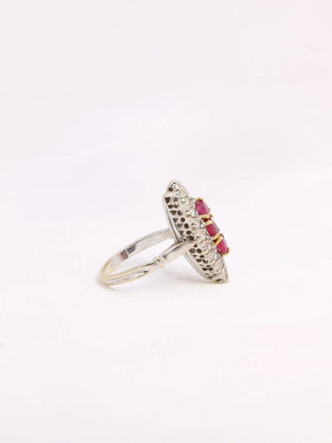 Bague 48 Bague marquise vintage rubis et diamants 58 Facettes J317