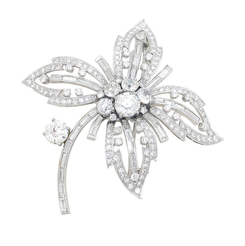 Broche Broche "Fleur" platine, or blanc, diamants. 58 Facettes 33787