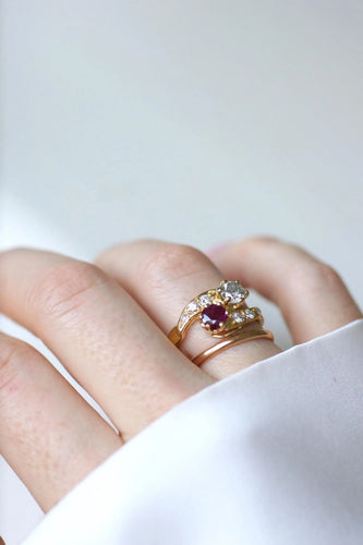 Bague 58 Bague or jaune Toi et Moi Rubis et Diamants 58 Facettes