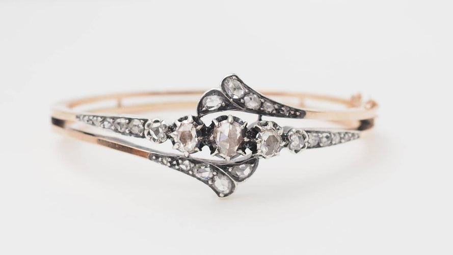 Bracelet Bracelet ancien du XIX ème siècle en or rose et argent serti de diamants 58 Facettes 32756