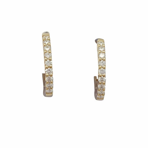 Boucles d'oreilles Paire de petites créoles en or jaune, diamants. 58 Facettes 33576