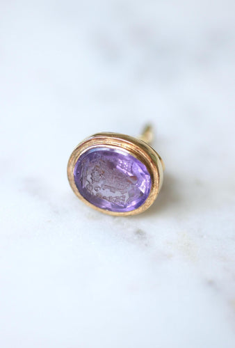 Pendentif Pendentif Sceau Améthyste Intaille Armoirie Ecclésiastique sur Or Jaune 58 Facettes