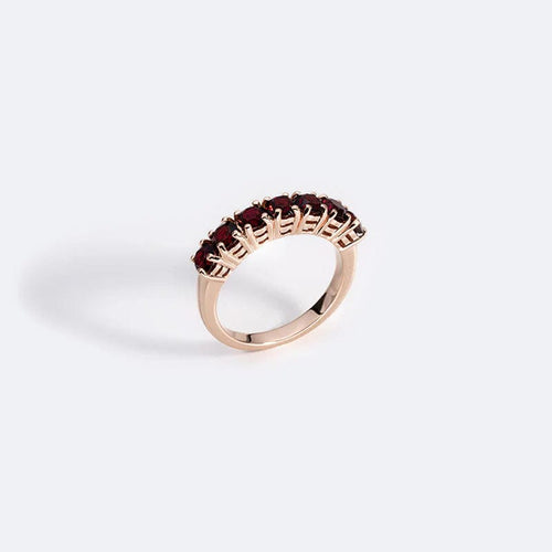 Bague 16 / Oro Rosa Anello “Rivierè” con granati 58 Facettes ANL642