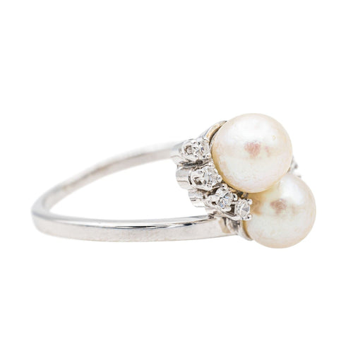 Bague Bague Or blanc Perle de culture, Diamant 58 Facettes 3485624CN