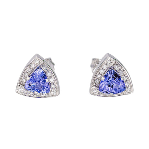 Boucles d'oreilles Boucles d'oreilles Puces Or blanc Tanzanite, Diamant 58 Facettes 4423606RV