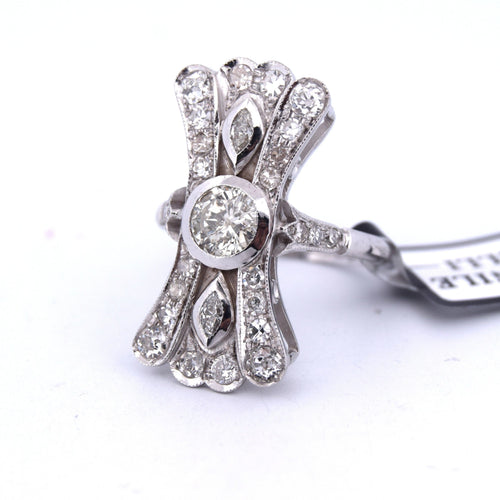 Bague 54 BAGUE EN OR BLANC 18KT ET DIAMANTS - ART DÉCO' 58 Facettes