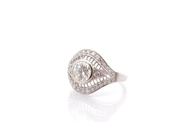 Bague 54 Bague diamant de 1,41cts J/VS2 en platine 58 Facettes 26866-27081