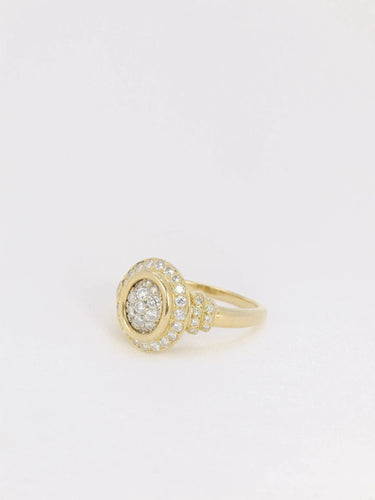 Bague 56 Bague vintage ovale en or pavée de diamants 58 Facettes J123