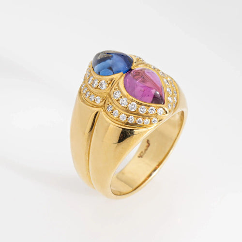 Bague 52 Chopard - Bague Or Jaune Saphir Rose & Bleu 58 Facettes G13362