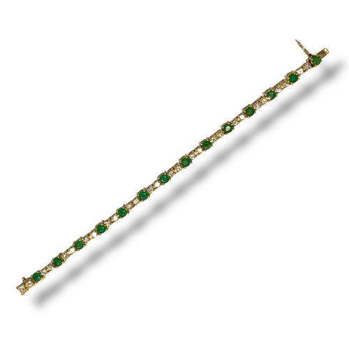 Bracelet Bracelet or jaune, émeraudes et ligne de diamants 58 Facettes REF2547-315