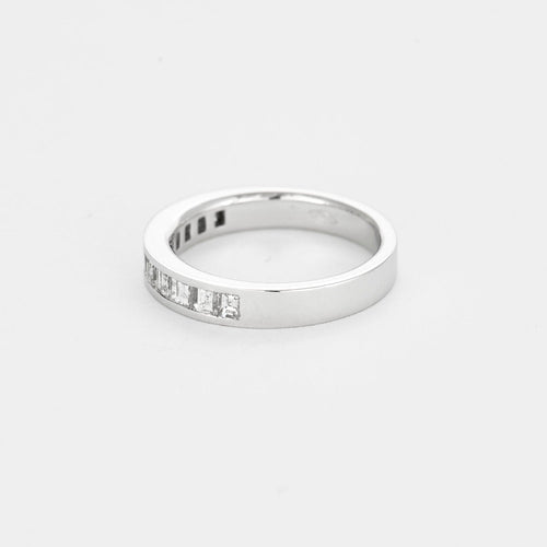 Bague 53 Demi Alliance or gris et diamants 58 Facettes LJ24