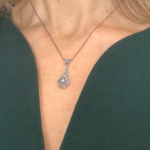 Pendentif Pendentif platine, or blanc et diamants 58 Facettes Z1351631