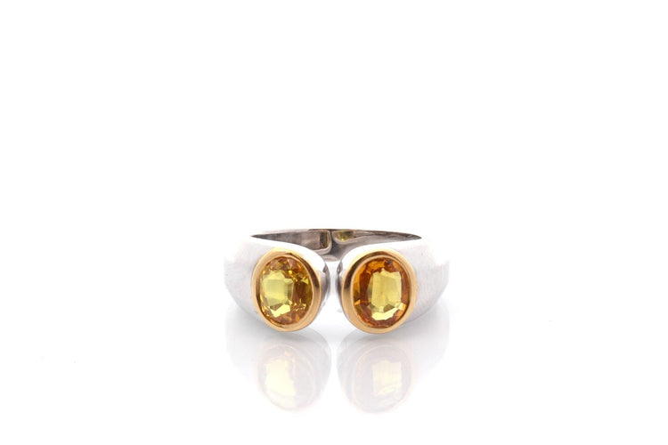 Bague 49 Bague d'occasion saphirs jaunes en or 18k 58 Facettes 27400