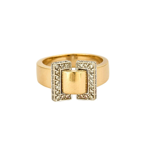 Bague 56 Bague or jaune et blanc et diamants 58 Facettes THI01582