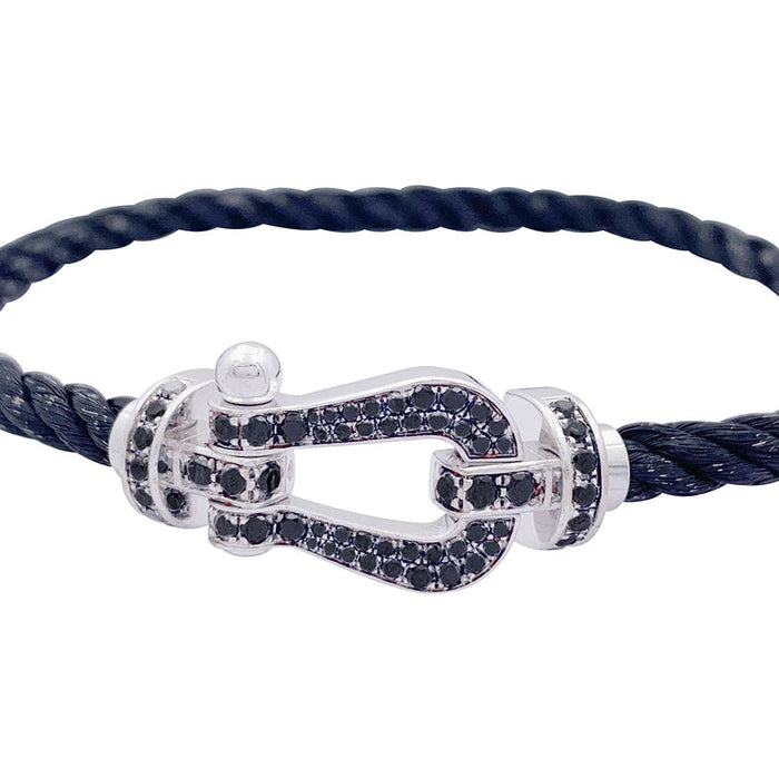 Bracelet Bracelet Fred, "Force 10", or blanc, acier et diamants noirs. 58 Facettes 33414