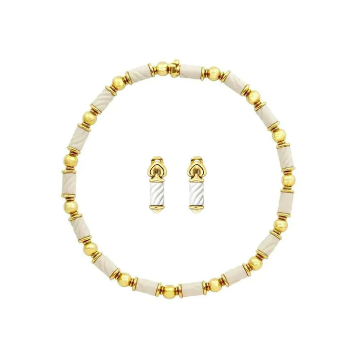 Boucles d'oreilles Bulgari Chandra Porcelain Gold Demi Parure 58 Facettes