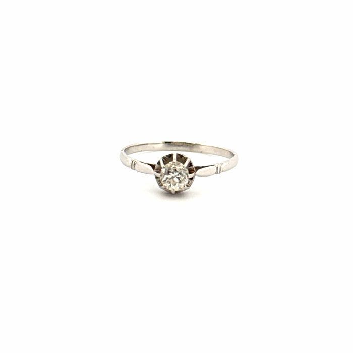 Bague 58 Solitaire Or Blanc 18k & Diamant 58 Facettes 16-GS29796