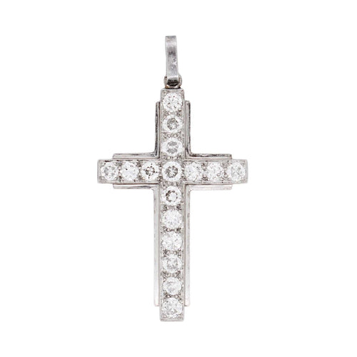 Pendentif Pendentif Croix Art Déco Diamants 58 Facettes