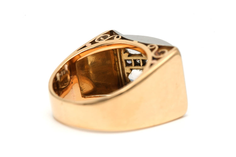 Bague 53 Bague Art Déco or jaune et blanc diamants 58 Facettes 22698