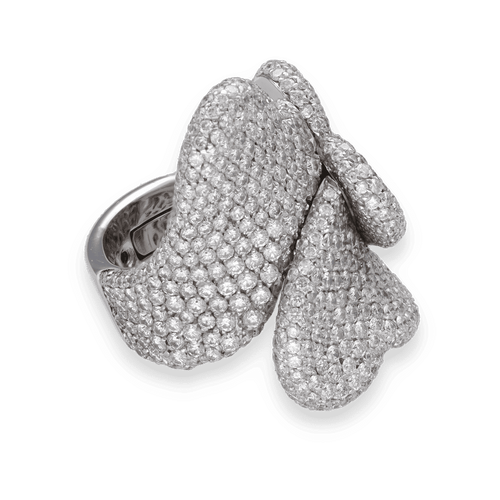 Bague 53 Bague Palmiero en or gris 18K avec 3 curs entrelaces sertis de 7,50 ct de diamants G-VS - Taille 53 58 Facettes FB09342