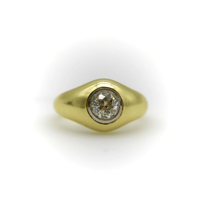 Rub-Over-Ring mit Diamanten im Goldschliff