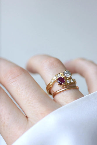 Bague 58 Bague or jaune Toi et Moi Rubis et Diamants 58 Facettes