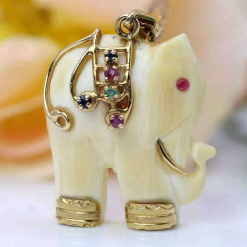 Pendentif Pendentif éléphant or et pierres précieuses 58 Facettes 23-336