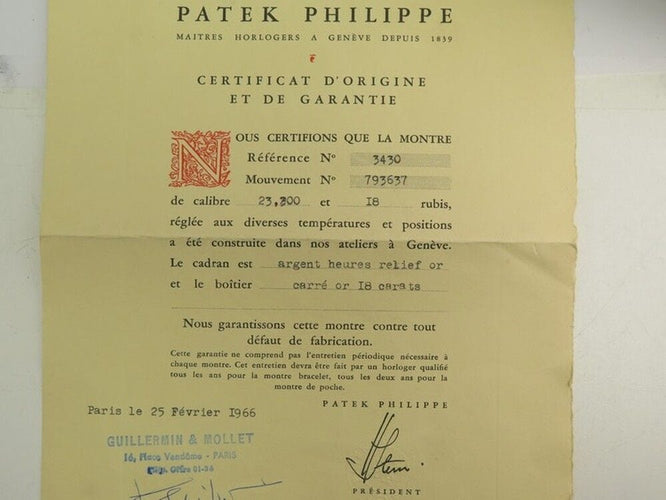 Montre vintage montre PATEK PHILIPPE carre or jaune mecanique 37 mm 58 Facettes 258852