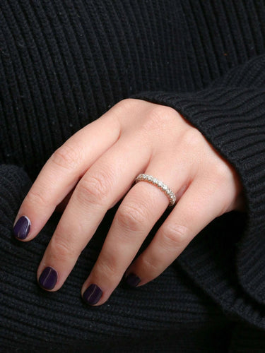 Bague 54 Alliance américaine or blanc diamants 1,38 ct 58 Facettes J65