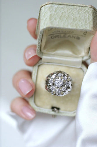 Bague 55 Bague Cocktail Diamants Or Blanc et Platine 58 Facettes