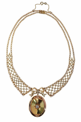 Collier Collier en diamant victorien luxueux ensemble en or et perles 58 Facettes 24211-0279
