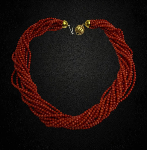 Collier Collier corail multi-rangs, fermoir en or jaune 18 carats 58 Facettes