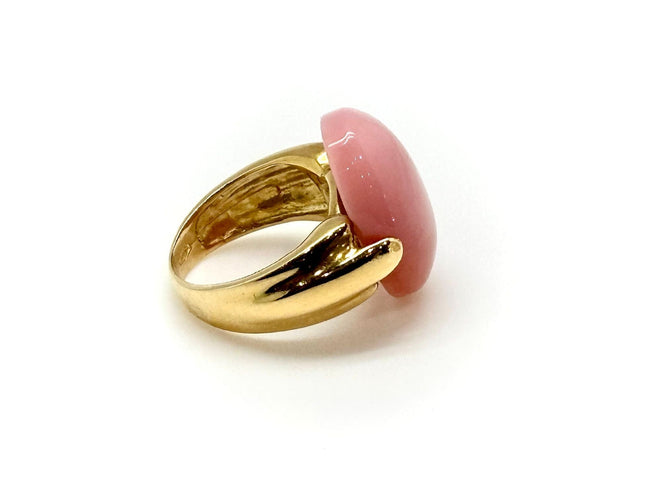 Bague 52 Bague or jaune et corail 58 Facettes M9044