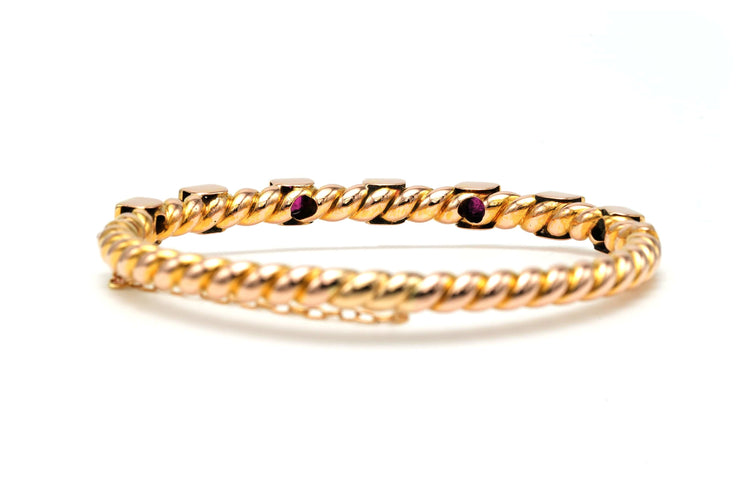 Bracelet Bracelet Napoléon III en or jaune, rubis et de diamants taille rose 58 Facettes 22868