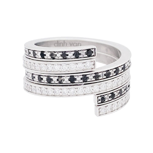 Bague 49 Bagues Dinh Van, "Spirale", or blanc, diamants et diamants noirs. 58 Facettes 33692