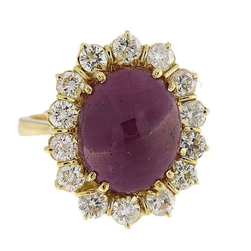 Bague 57.5 Bague en or jaune avec rubis et diamants de 1,54 ct 58 Facettes G3807