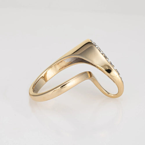 Bague Bague ruban vintage en or jaune 14 carats sertie de diamants, taille 5,5, style abstrait, bijou fin 58 Facettes G12885