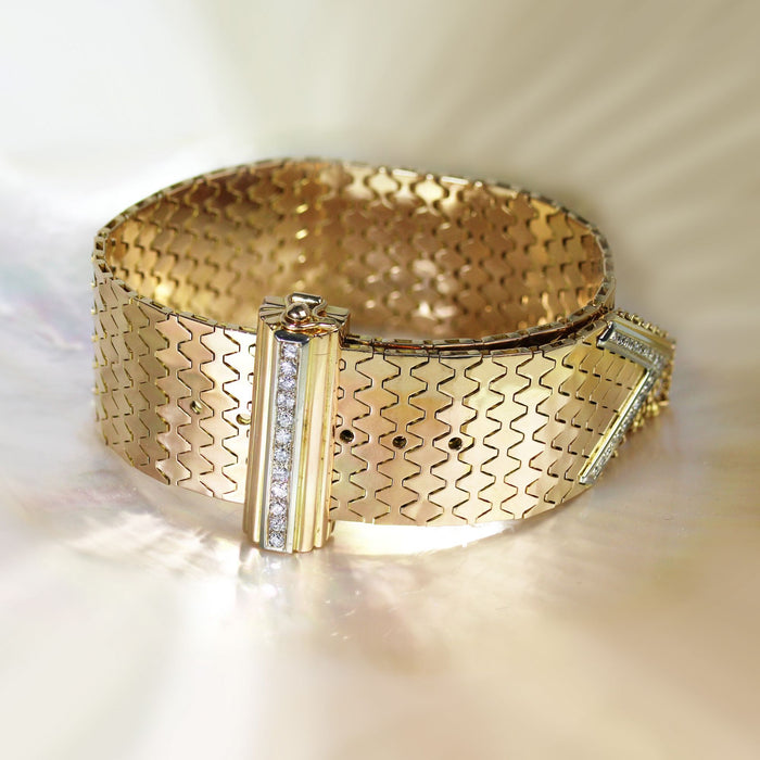 Bracciale con cintura in oro con diamanti retrò