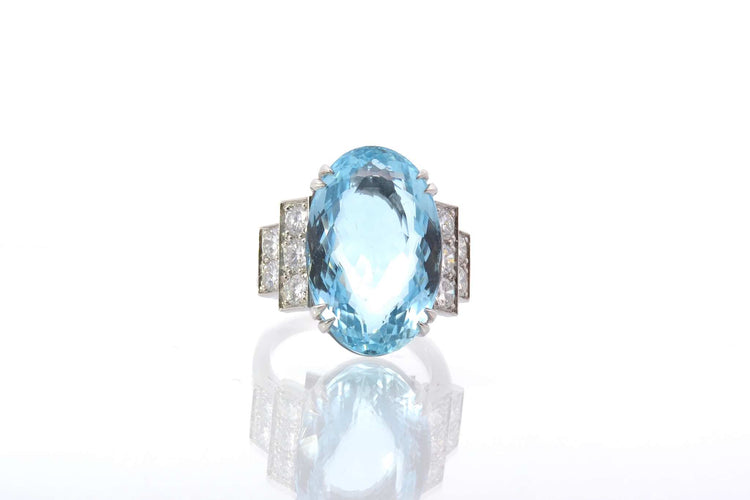 Bague 53 Bague Platine Aigue marine Diamants 58 Facettes 25029 25180