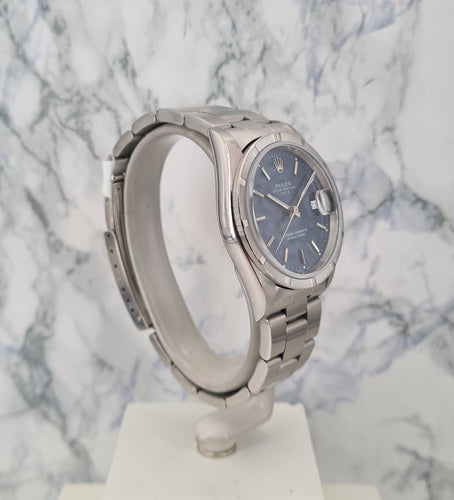 Montre ROLEX Date Cadran Bleu 58 Facettes 15210