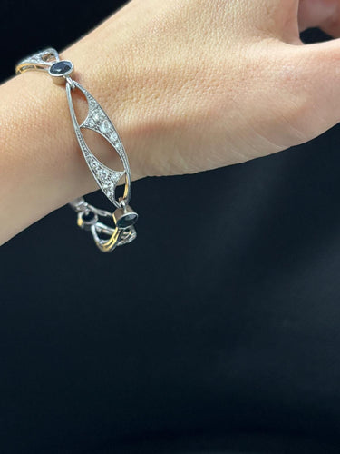 Bracelet Bracelet Art Nouveau platine, diamants et saphirs 58 Facettes