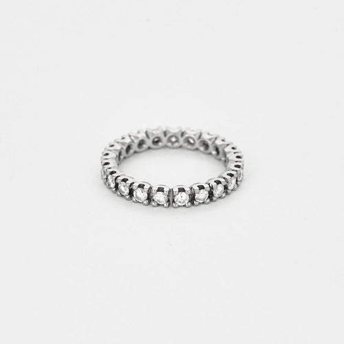 Bague 52 Alliance Américaine or gris et diamants 58 Facettes ROM1016